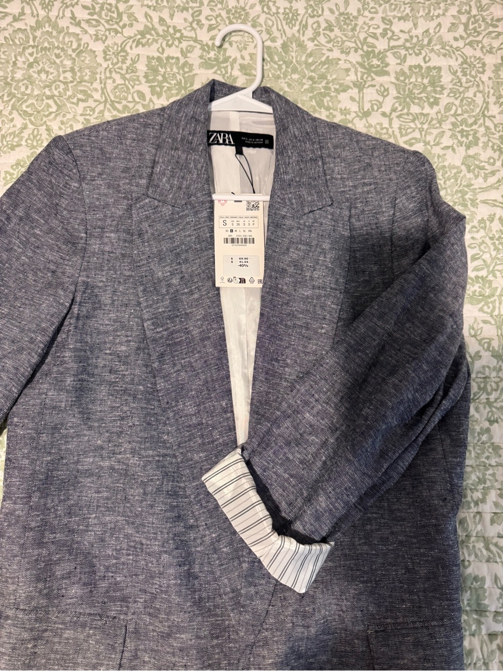 ZARA Women’s Oversized Blue Textured Blazer